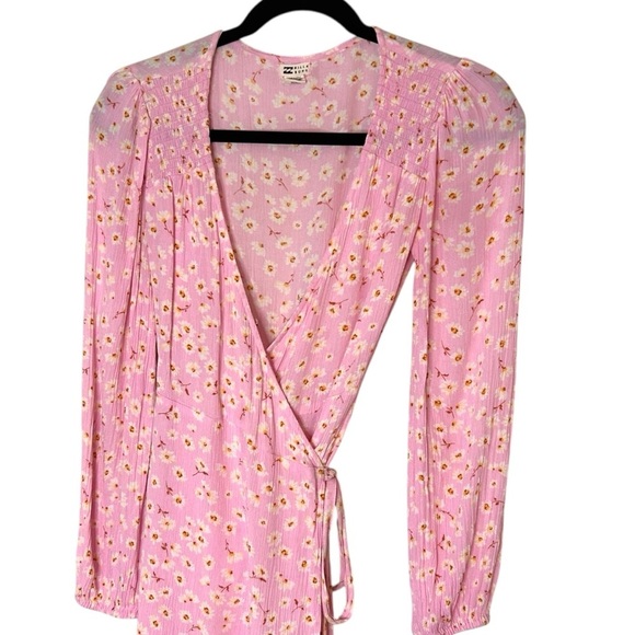 Billabong Spring Romance- Wrap Long Sleeve Floral Dress- Size Small - Picture 6 of 12